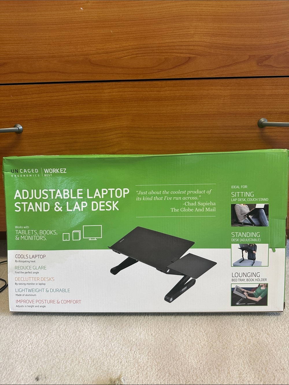 Uncaged Ergonomics WorkEZ Adjustable Laptop Stand & Lap Desk - Black